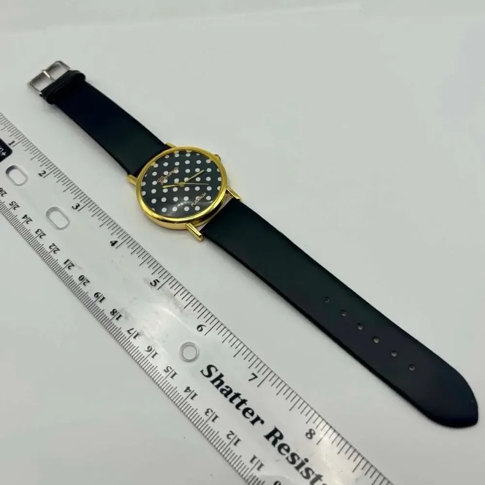 Gold & Black Pokeadot Geneva Men’s Watch